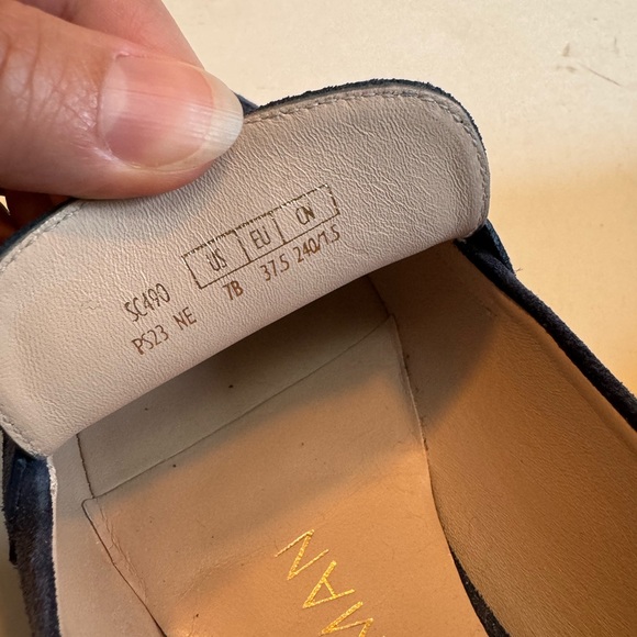 📦 MOVING SALE 🚛 Stuart Weitzman JET suede penny loafers navy blue Size 7 EUC - Picture 6 of 12